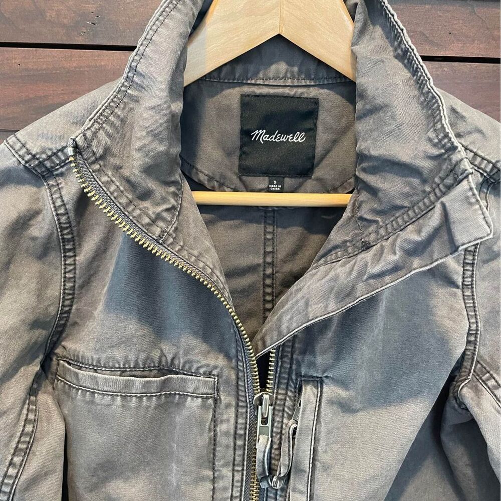 ~ Utility Jacket Madewell Sm Boho Fleet Cotton Pockets Olive Green Preppy Zip
